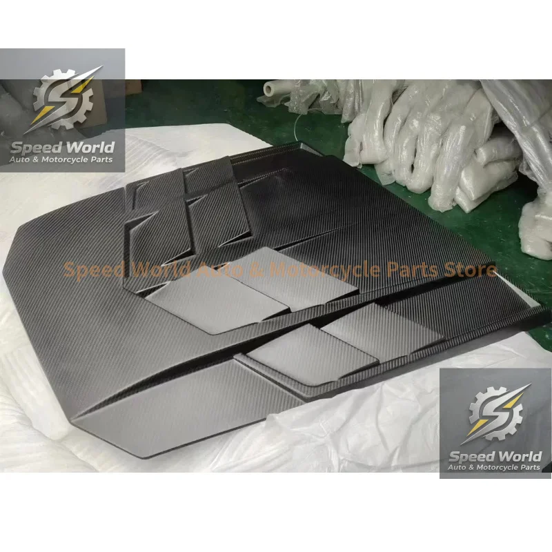 High Quality Matte Black Carbon Fiber Vented Racing Engine Hood For Sports Cars