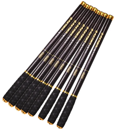 Caña de pescar telescópica BAKAWA, fibra de carbono ultraligera, 2,7 M, 3,6 M, 4,5 M, 5,4 M, 6,3 M, 7,2 M, aparejo de agua dulce