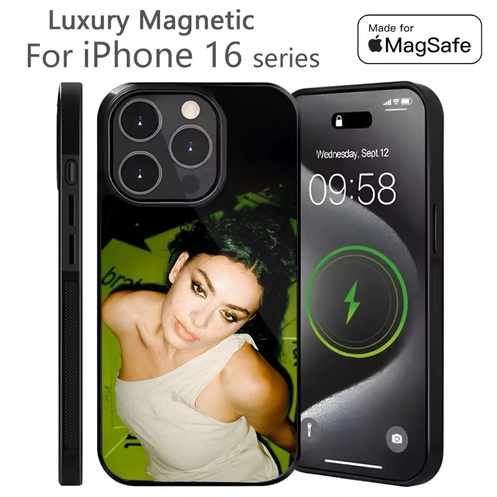 

Singer C-Charli XCX BRAT Phone Case For iPhone 16,15,14,13,12,11,Plus,Pro,Max Mini Magsafe Magnetic Wireless Charging