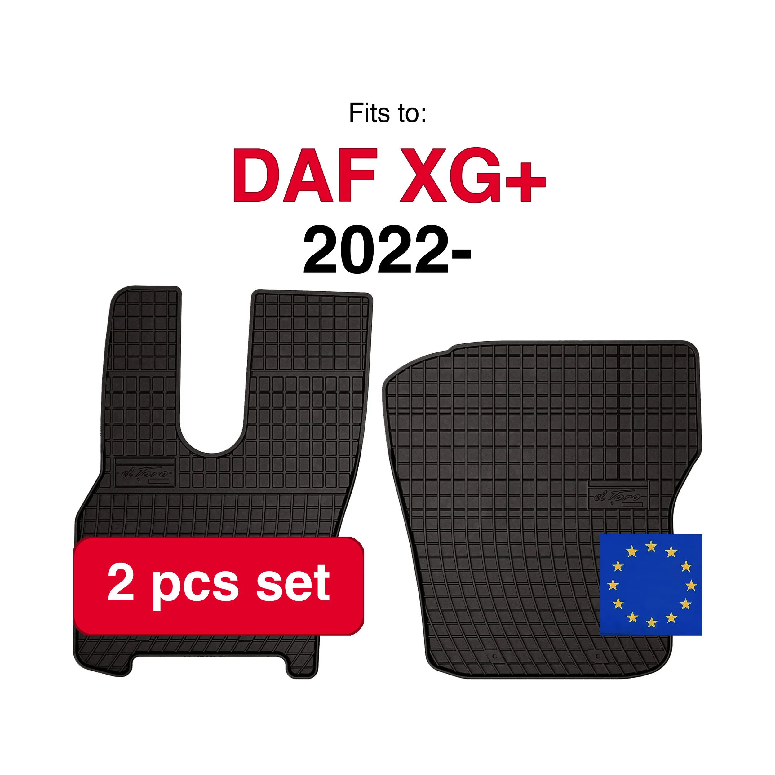 Rubberen tapijten voor DAF XG + Truck-Right Air Seat-versie (2022-) - Zwarte pasvorm (2 stuks)