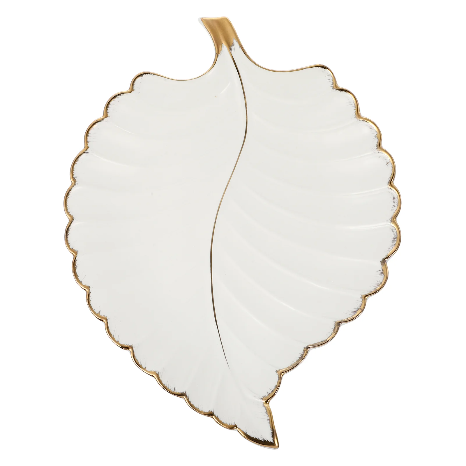 

Vanity Tray Leaf Creative Jewelry Storage Plate Desktop Container Display Stand Ceramic Holder White