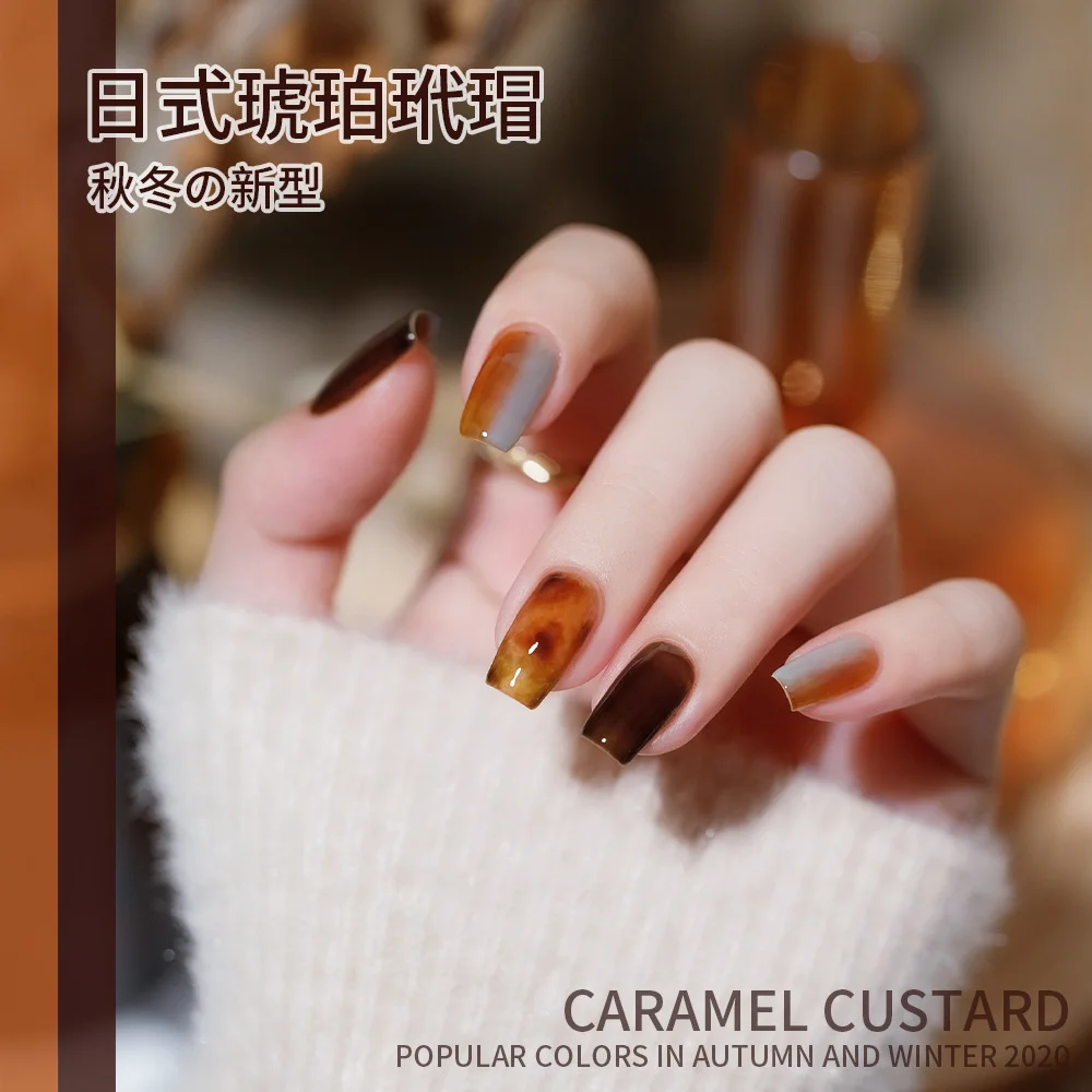 VENDEENI NewDesign Tortoise Amber Gel Polish TPOHEMA FREE 6color Translucent Effect Jelly Crystal Tortoise Shell Gel Nail Polish