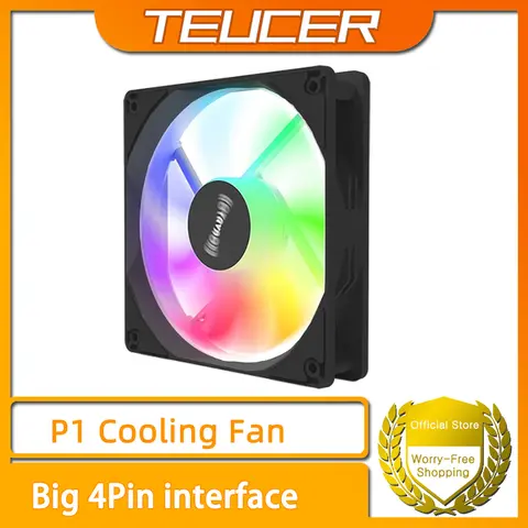 TEUCER P1 ventilador de PC grande 4 pulgadas 120mm 12V RGB efecto de luz de Color ordenador de escritorio radiador ventilador de refrigeración