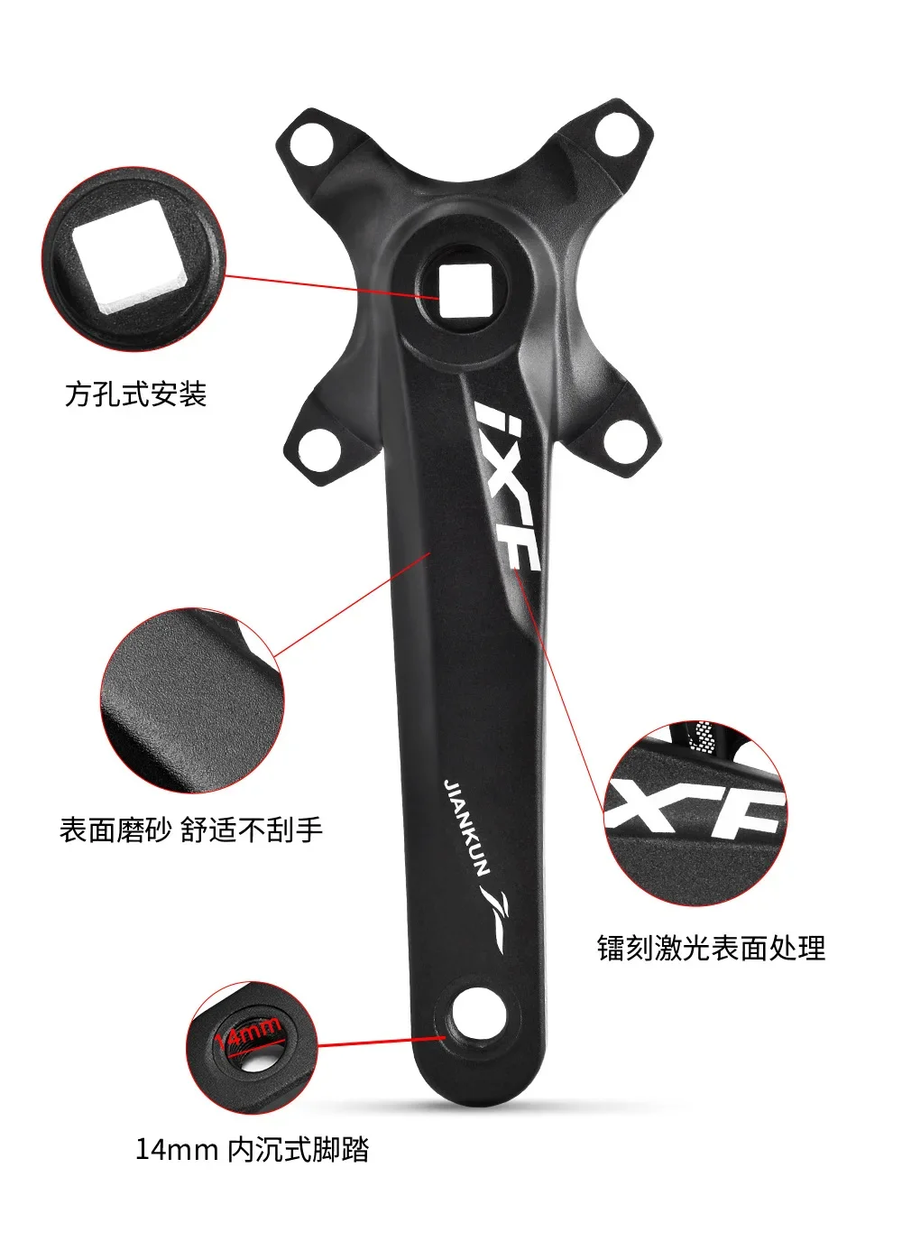 104BCD Square Hole Crank for Mountain Bike,2024 Bicycle Parts,Cycling,length 170MM,Compatible with 32T34T36T38T,8-12 Speed