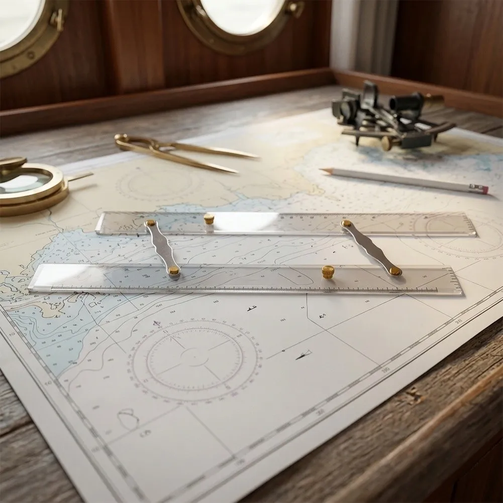 Marine Chart Plotter Marine Parallel Ruler For Chart Plotting 600mm 23.6in Chart Plotting Tool Transparent Body