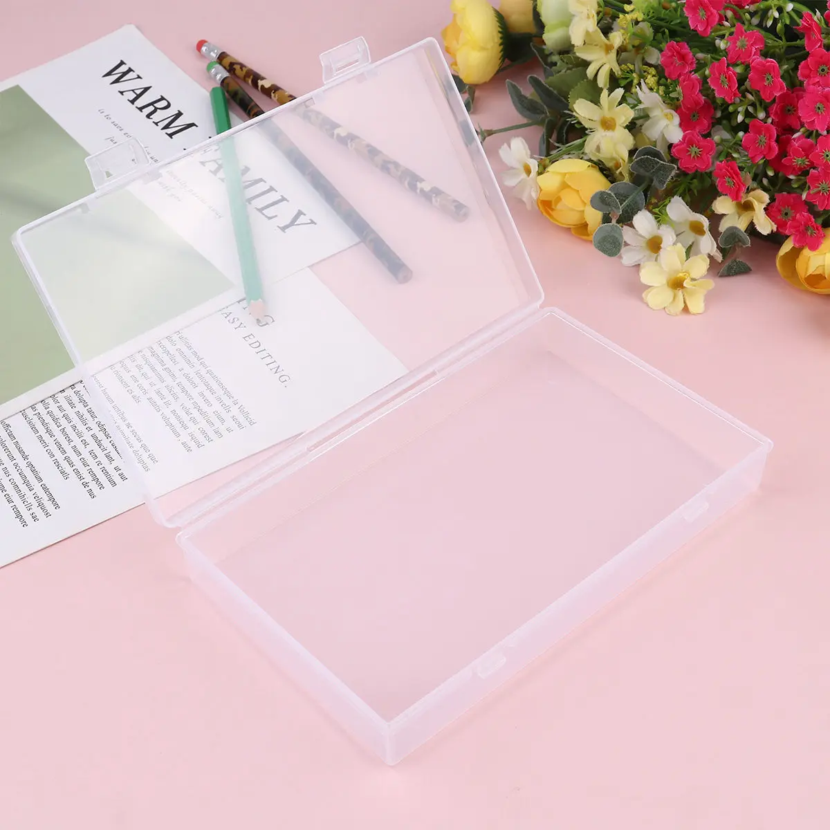 

Легкий пластиковый пенал на 4 шт., коробка для хранения канцелярских принадлежностей, органайзер для ручек большой вместимости, коробка для хранения канцелярских принадлежностей для офиса и школы