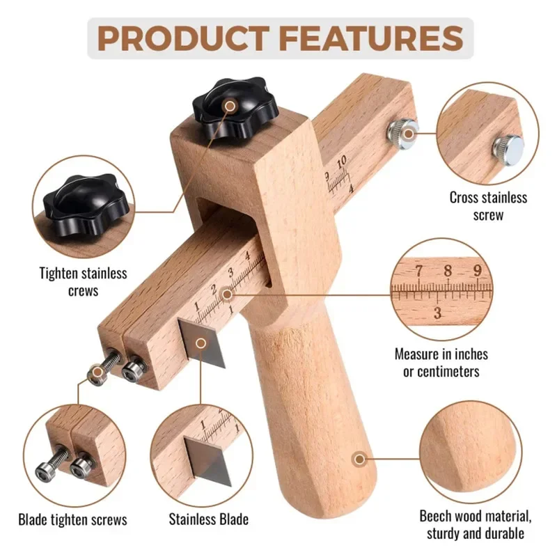 Режущий инструмент «сделай сам», профессиональный деревянный настраиваемый резак для полосок и ремней, ручная резка кожи с 5 лезвиями