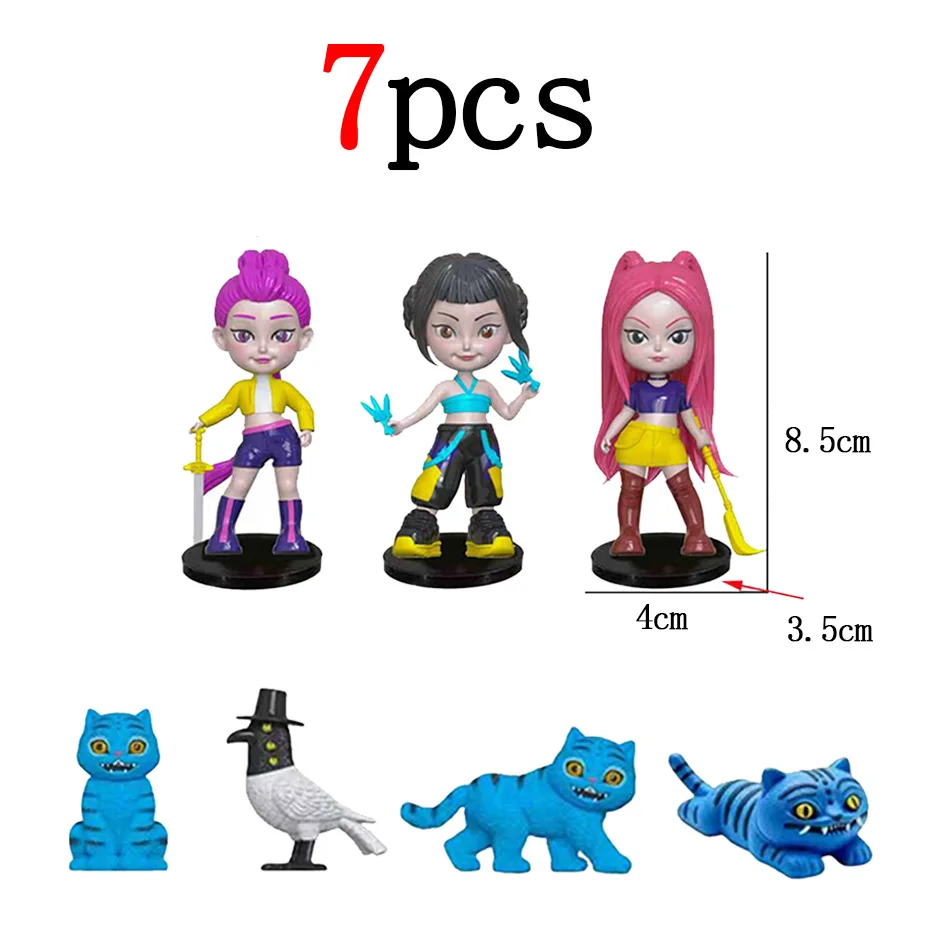 7pcs/10pcs Hot Kpop Demon Hunters Figure Cartoon Rumi/Mira/Zoey Action Figure PVC Desktop Decoration Model Doll Toy Fans Gift