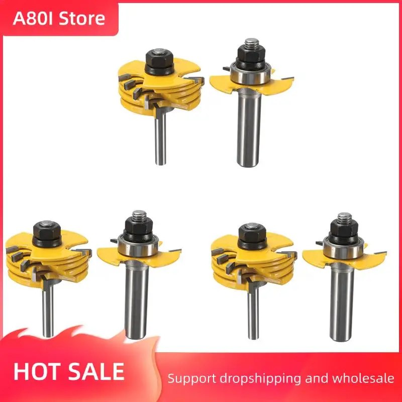 

A80I 6Pcs Slot Cutter 3 Wing Router Bit 1/2 &1/4 Inch Shank Adjustable Woodworking Tool