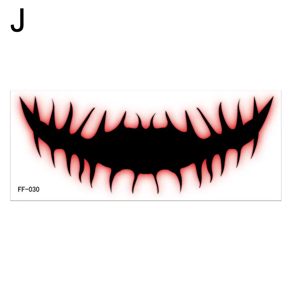 Halloween Horror Big Mouth Face Sticker Funny Makeup Cosplay Waterproof Stickers Tattoo Costume Accessories Devil Party R2H5