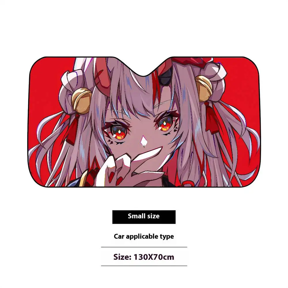 أنيمي فتاة Nakiri Ayame سيارة ظلة 130x70 سنتيمتر سيارة ظلة غطاء الزجاج الأمامي UV حماية السيارات قناع اكسسوارات للسيارات