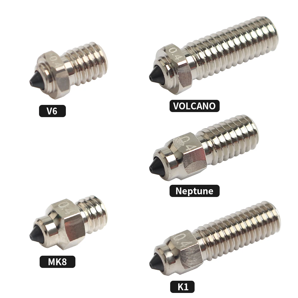 FYSETC DLC Hardened Steel & Copper Wear Resistant Bimetal HC Nozzle For V6 / Volcano /Mk8 Hotend Neptune4 K1 Nozzle 3D Printer