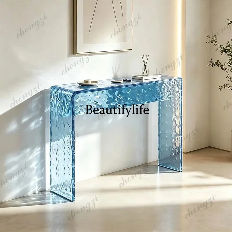 K153 Modern minimalist blue crystal entrance table acrylic entrance table, high-end sense of home customization against the wall