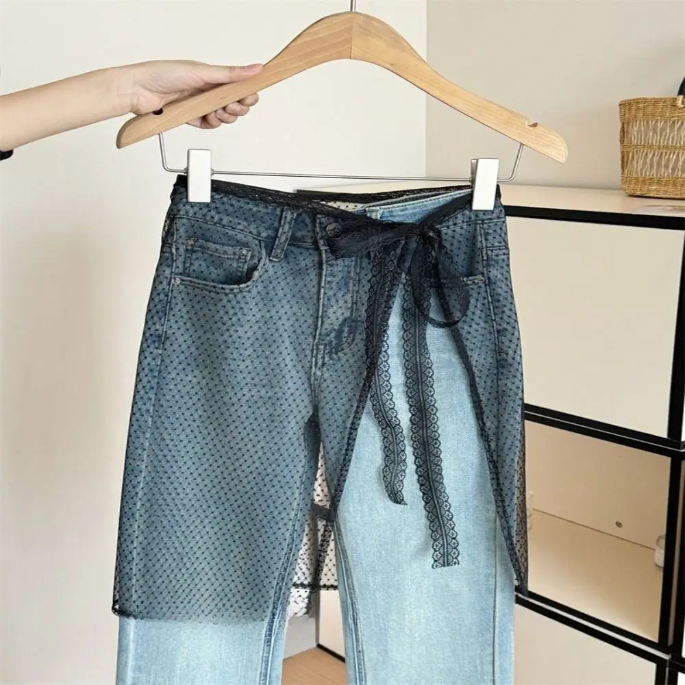 

Кружевная многослойная юбка из тюля в уникальном корейском стиле с цветочным узором, на шнуровке, тонкая, с завязками, в стиле «Spicy Girl», весенняя