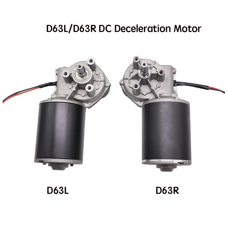 D63 Motore di decelerazione a direzione destra, motore CC di decelerazione con ingranaggio a vite senza fine, motore per cancello scorrevole per