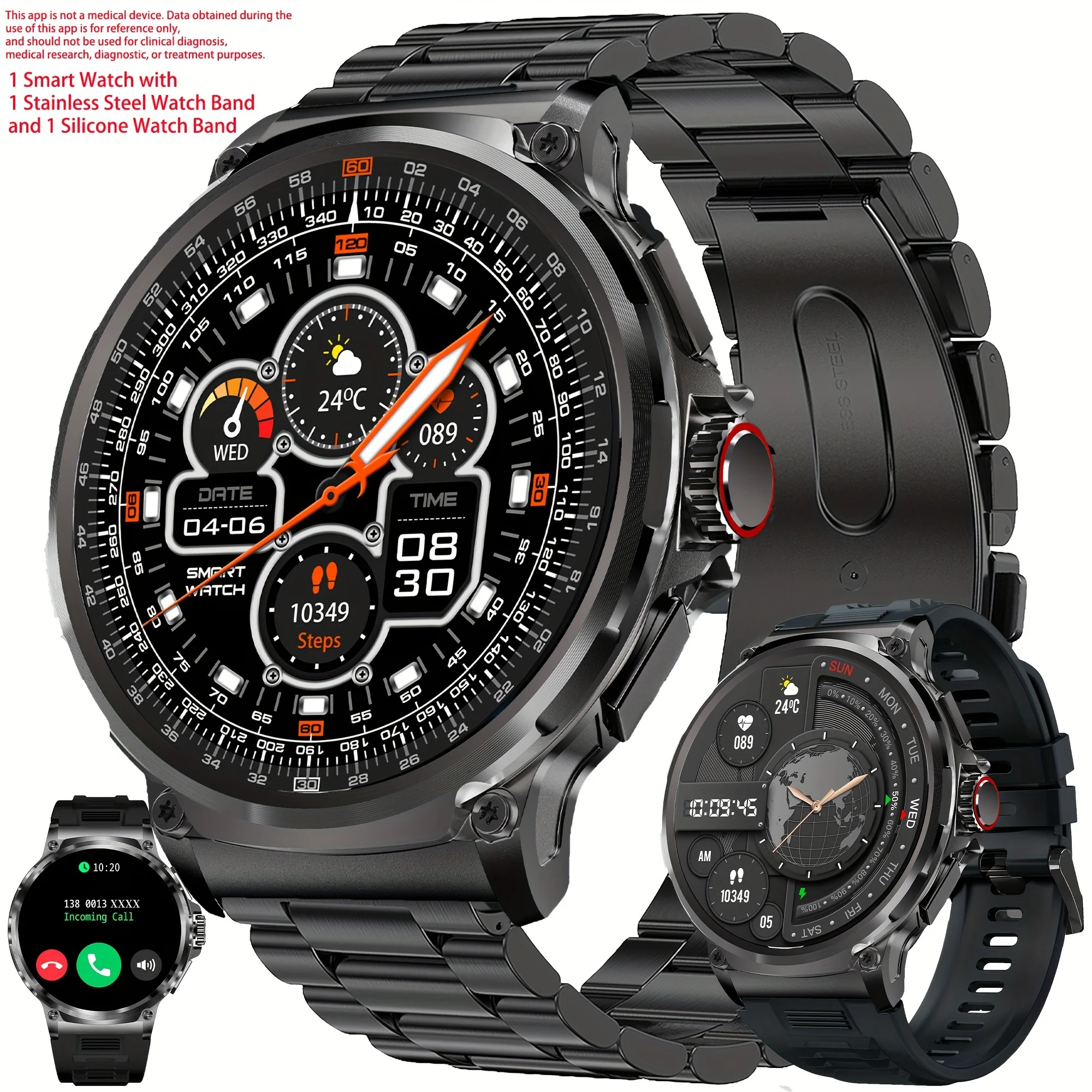 Men'S Smart Watch (Answer/Dial Calls), Fitness Tracker Smartwatch for Android And Iphone, 1.85" Activity Tracker with Calorie Monitoring, Men'S Smart Watch with Call Integration, Wireless Calling Smart Watch, Smart Watch Featuring 2 Bands view 5