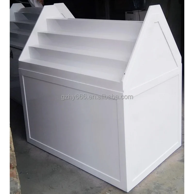 custom.Modern Double-Sided Central Island Eco-Friendly Display Cabinet Multi-Tier Retail Books Magazines Perfumes Crafts