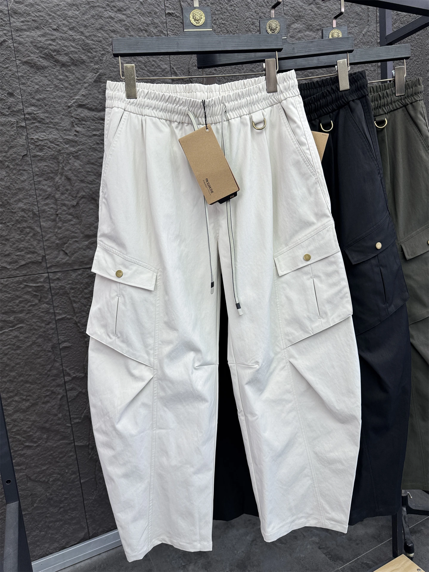 

Svip Sli Свободные прямые брюки для спецодежды Мужские удобные повседневные брюки Осенняя мода Чистый цвет Полиэфирное волокно