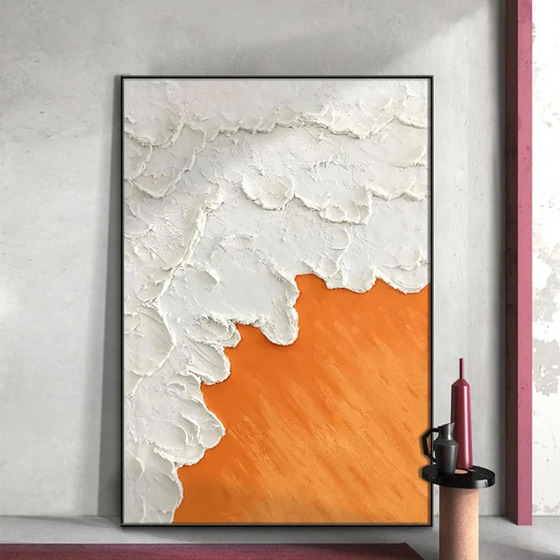 Abstract Green Forest Oil Painting Printed on Canvas Orange Texture Posters and Prints for Living Room Decor Scandinavia Cuadros