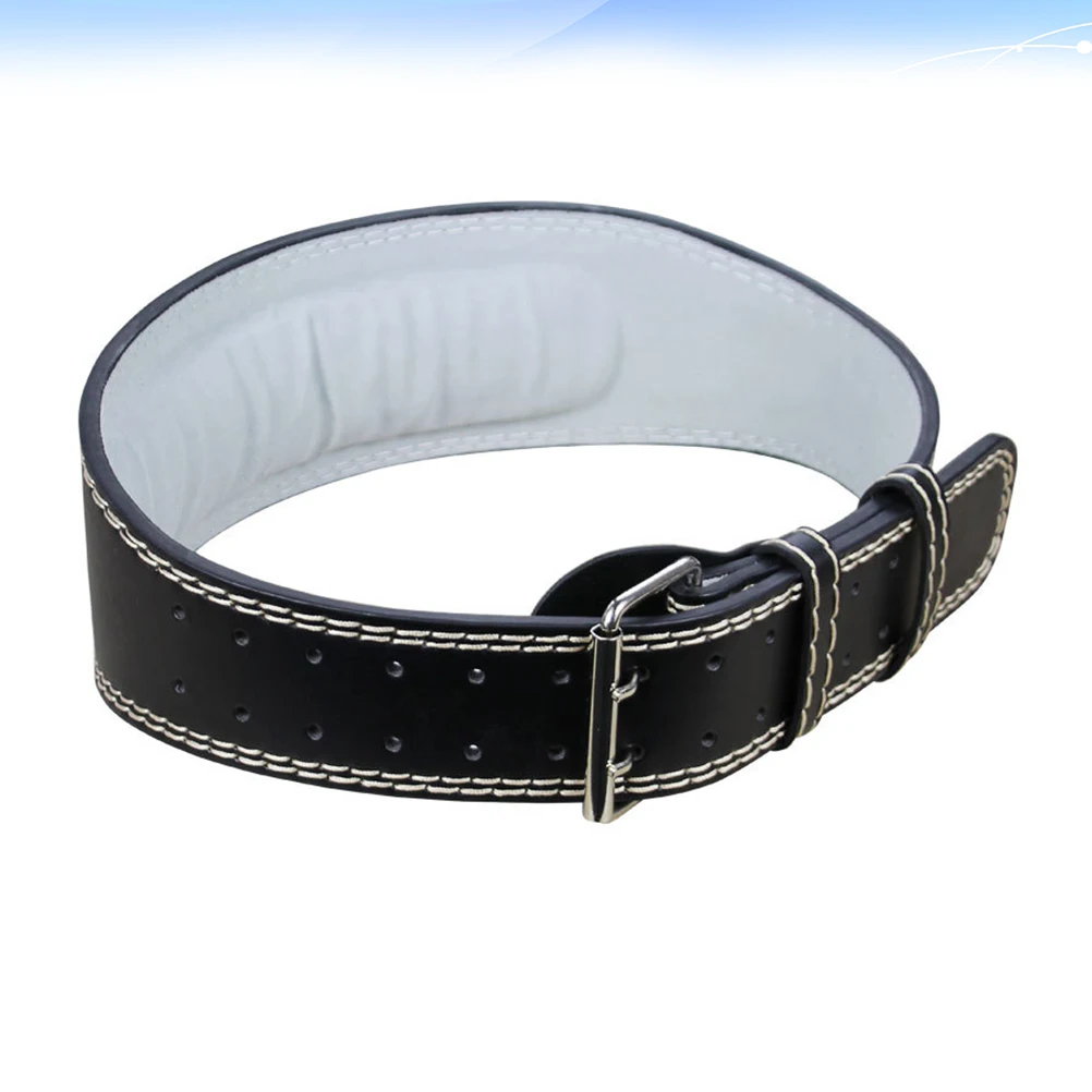 

Thickened Pu Weight Lifting Belt Powerlifting Support Cowhide Waist Belt 125Cm Black Stainless Steel Buckle For Gym Training