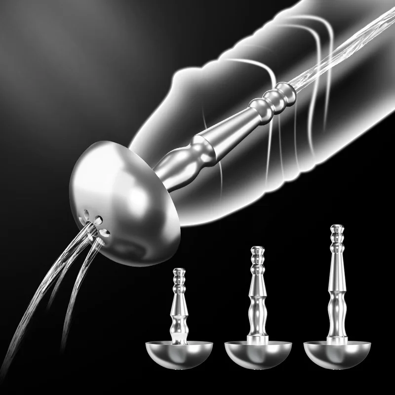 Male Urethral Sounds Dilator Sex Toy for Men Metal Urethral Dilator Hollow Stainless Penis Plug Glans Cap Urine Shower for Adult