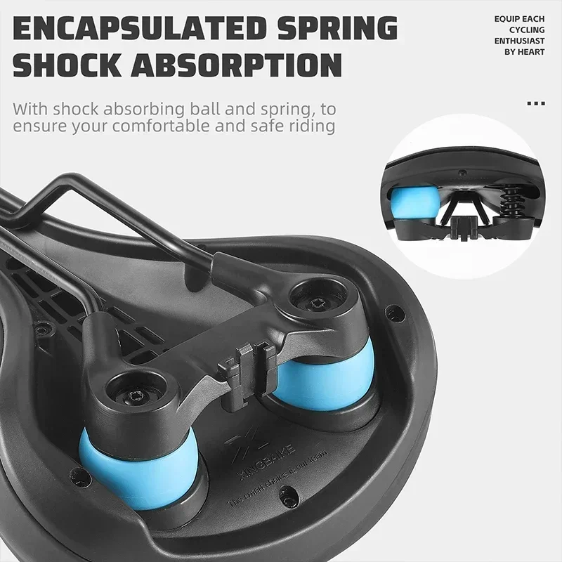 MTB سرج مريح مزدوج ممتص للصدمات وسادة مقعد ناعمة للصدمات كرة ختم سرج زنبركي مع ضوء خلفي LED