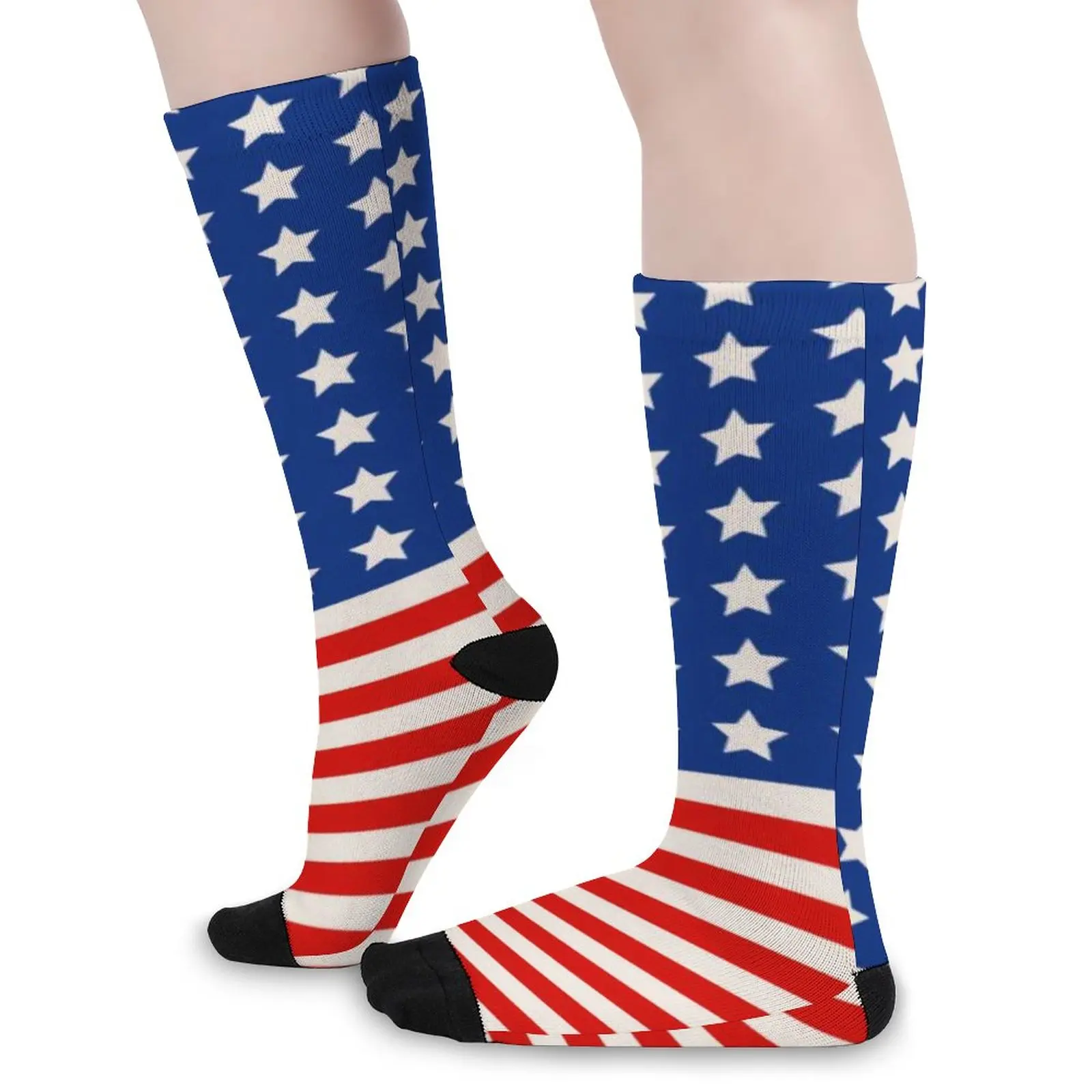 American Flag Print Stockings Stars Stripes 4th of July Printed Gothic Socks Winter Anti Sweat Socks Female Outdoor Soft Socks