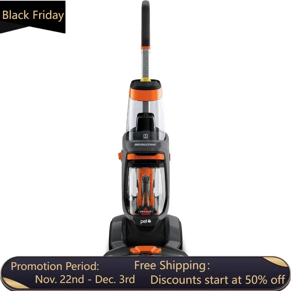 Full Size Upright Carpet Cleaner, Heatwave Technology, Eliminate More Than 90% of Odor-Causing Bacteria, Orange