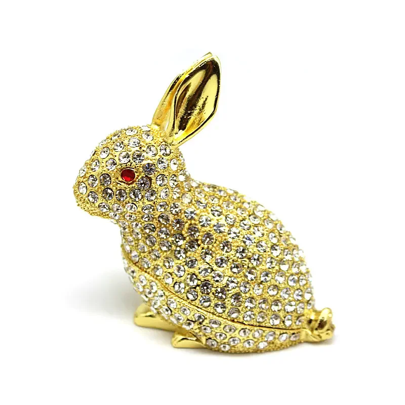 

SHINNYGIFTS Metal Craft Zodiac Full diamond rabbit Decorative Box Trinket storage box wholesale