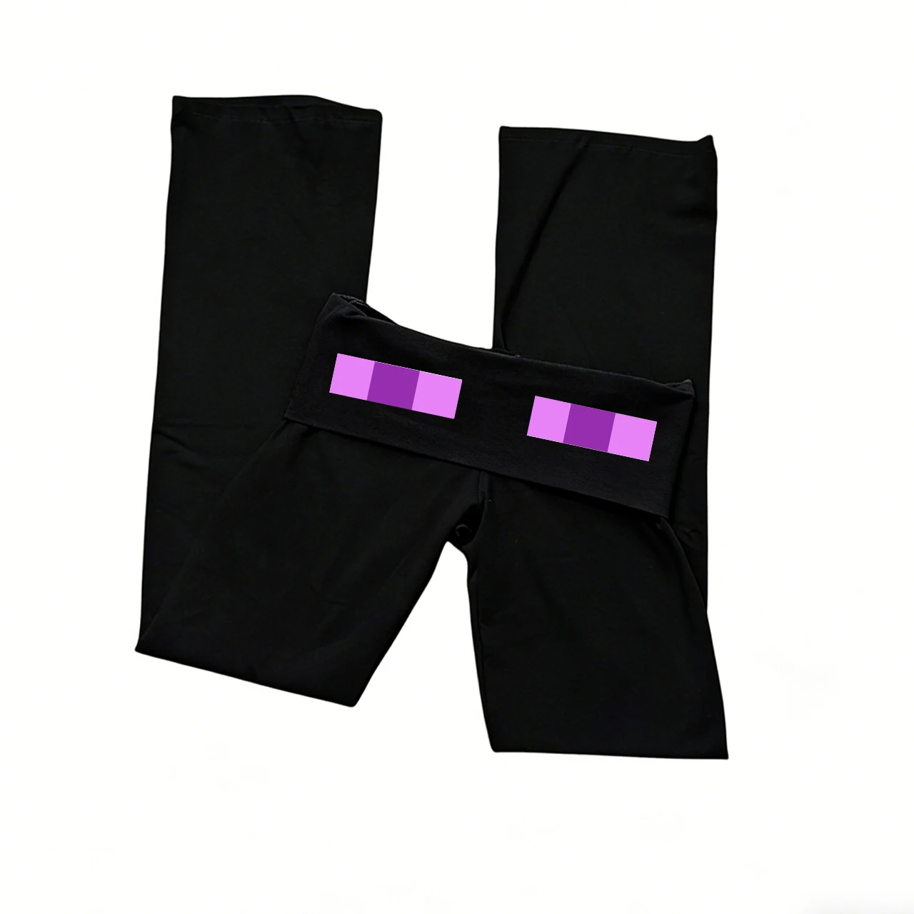Black trumpet pants with printed waistband decoration slim fit pants Harajuku women's casual pants Y2K punk sweet and cool