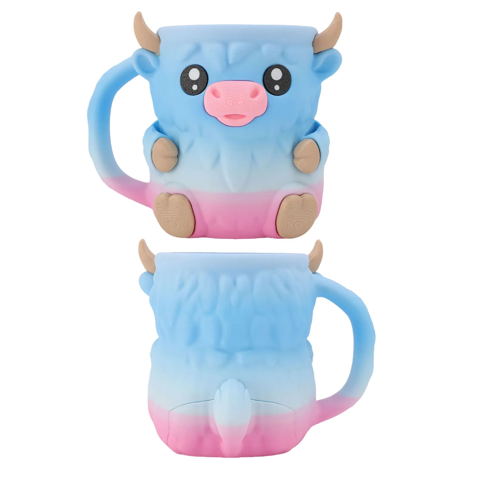 

Ice Cream Pint Container Leakproof PLA Spoon Slot Ice Cream Pint Cup Cartoon Cow Insulated Anti Slip Base for Birthday Gifts
