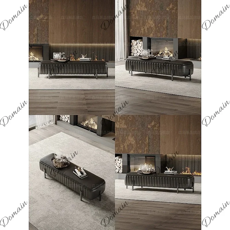 80 N Light Luxury Bench for Entryway, Solid Wood Bedroom Ottoman, Long Sofa Stool with Storage
