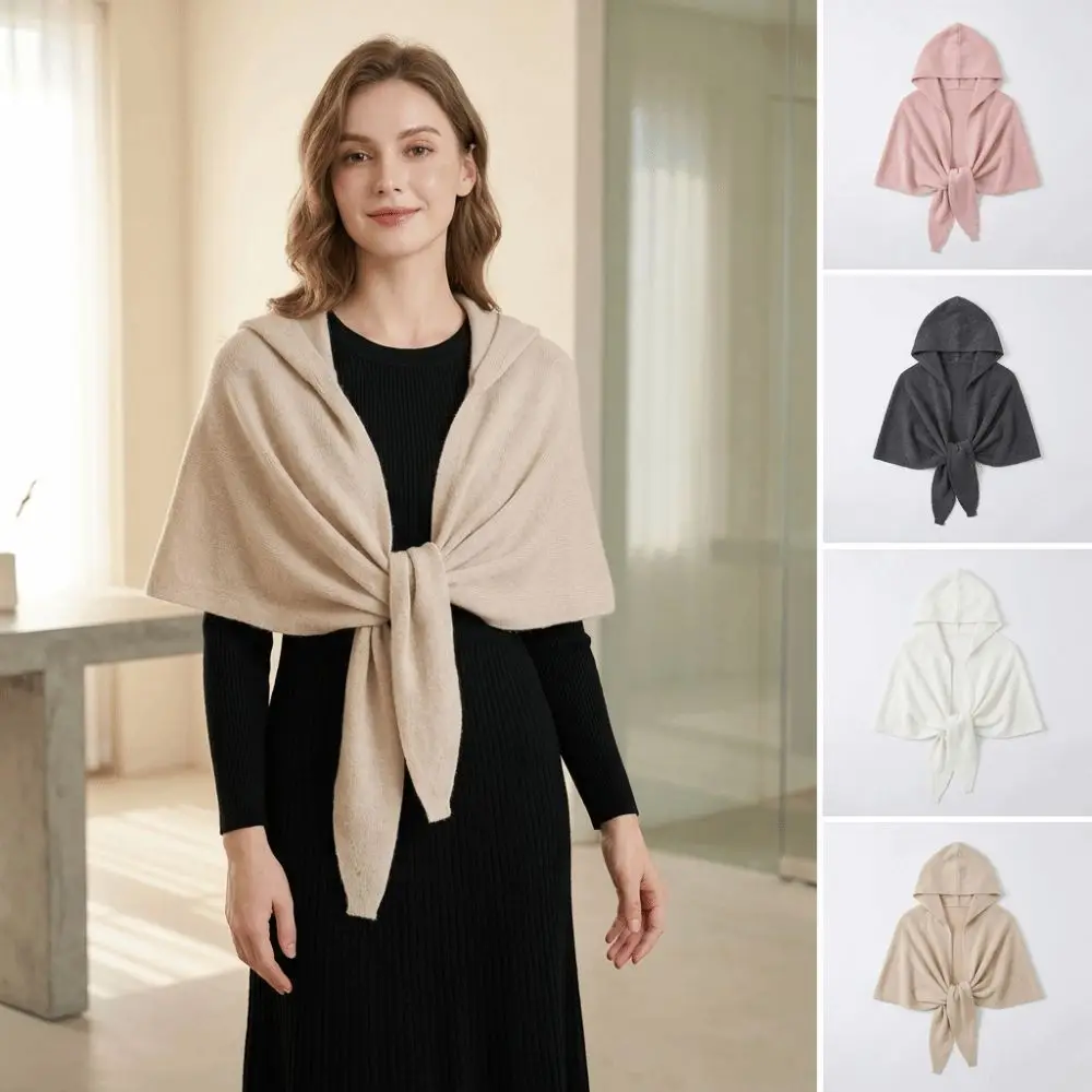 Versatile Knitted Knitted Hooded Shawl Chunky Hooded Chunky Cardigan Cape Warm Cozy Winter Shawls Wraps Winter Season
