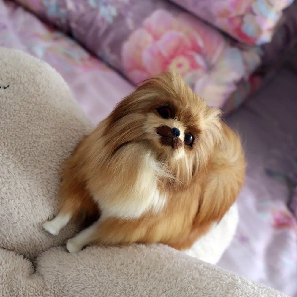 Lifelike Furry Simulation Dog Handcrafted Lifelike Design Realistic Dog Cute Polyethylene Pomeranian Home Decoration
