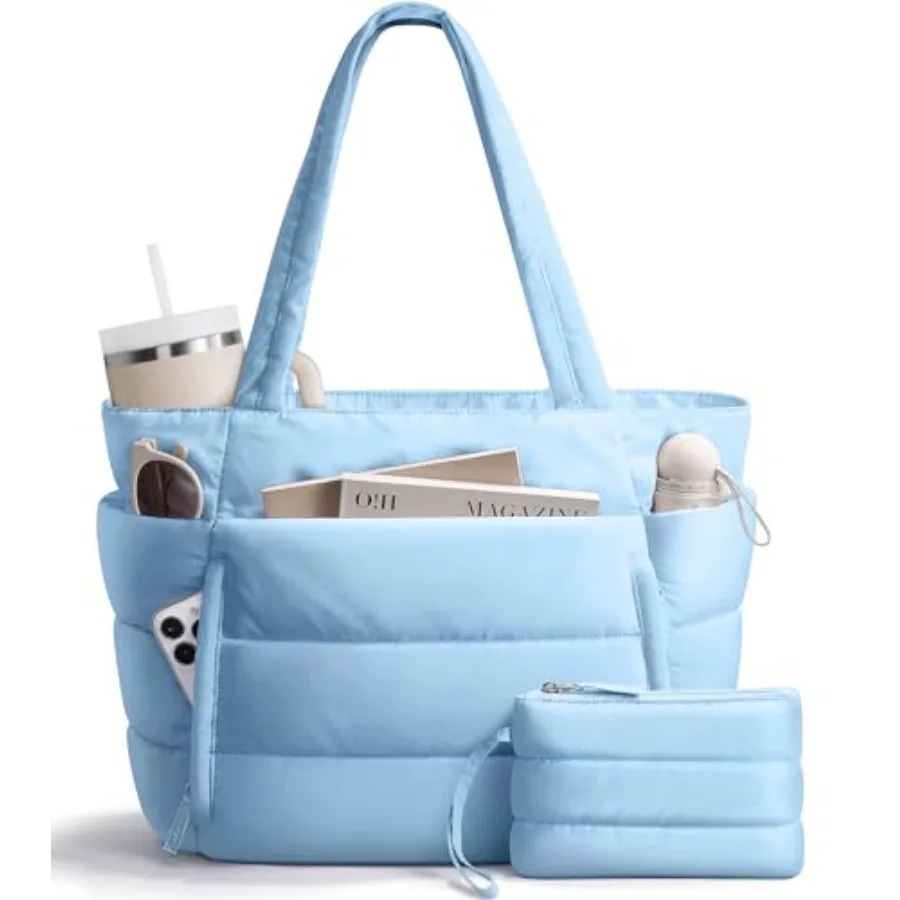 

Легкая стеганая сумка-тоут для женщин, дутая сумка для работы, сумка через плечо для учителей и медсестер, для школы, путешествий, спортзала, сумка-облако