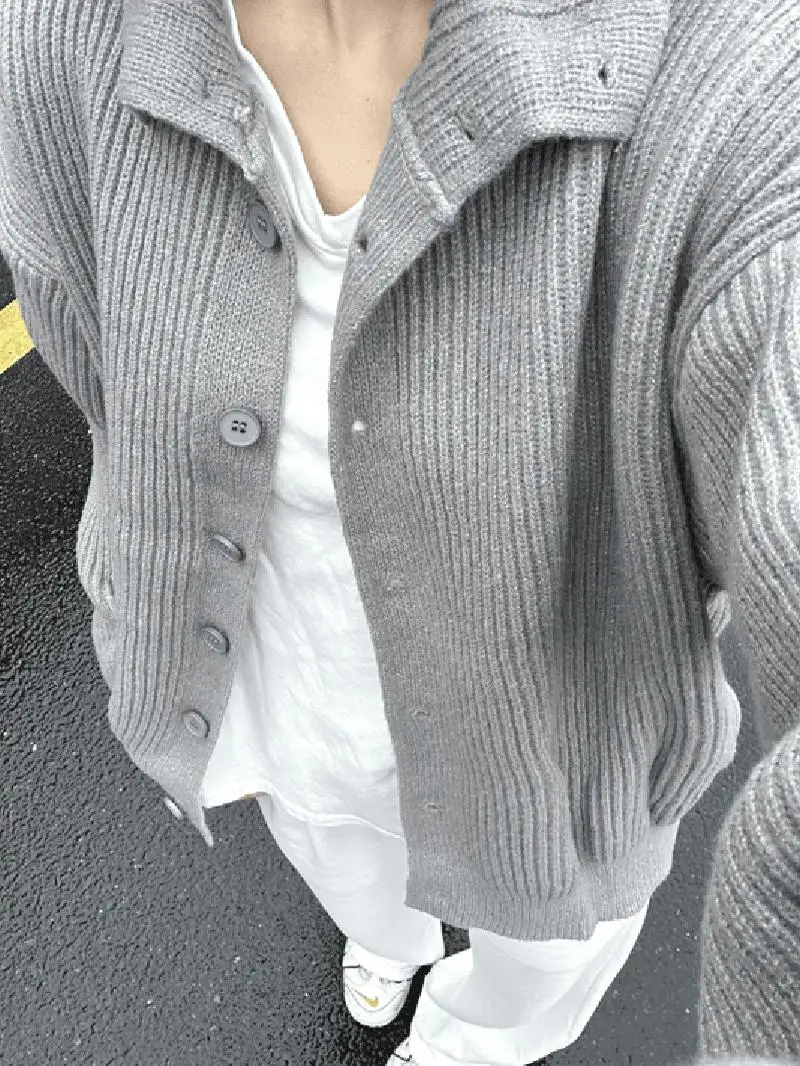 

Винтажный кардиган с высоким воротником American Sle для мужчин, весенне-осенний вязаный свитер Cleanfit Haome Heavyweig...