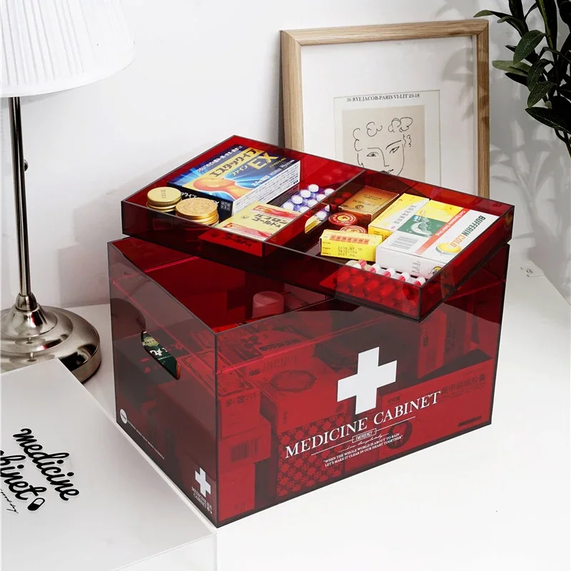 Multifunctional Medicine Box Family First Aid Kit Full Set of Drug Storage Food Storage Acrylic Is Transparent Large Capacity