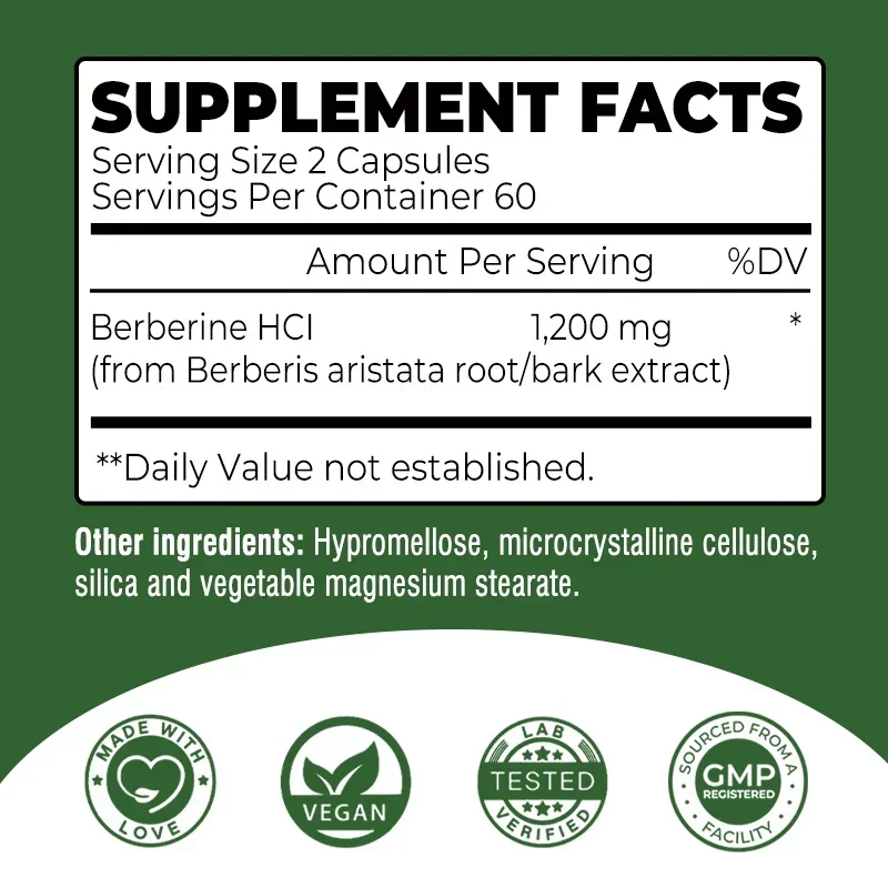 Premium Berberine Supplement - Supports Immune Function, Cardiovascular and Gastrointestinal Health, and Improves Circulation