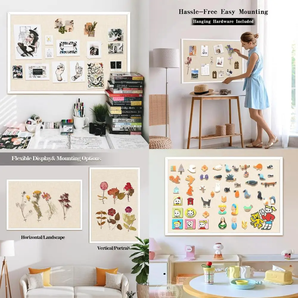 

24x36 Inch White Framed Cork Bulletin Board for Home, School, or Office Wall Decor and Display