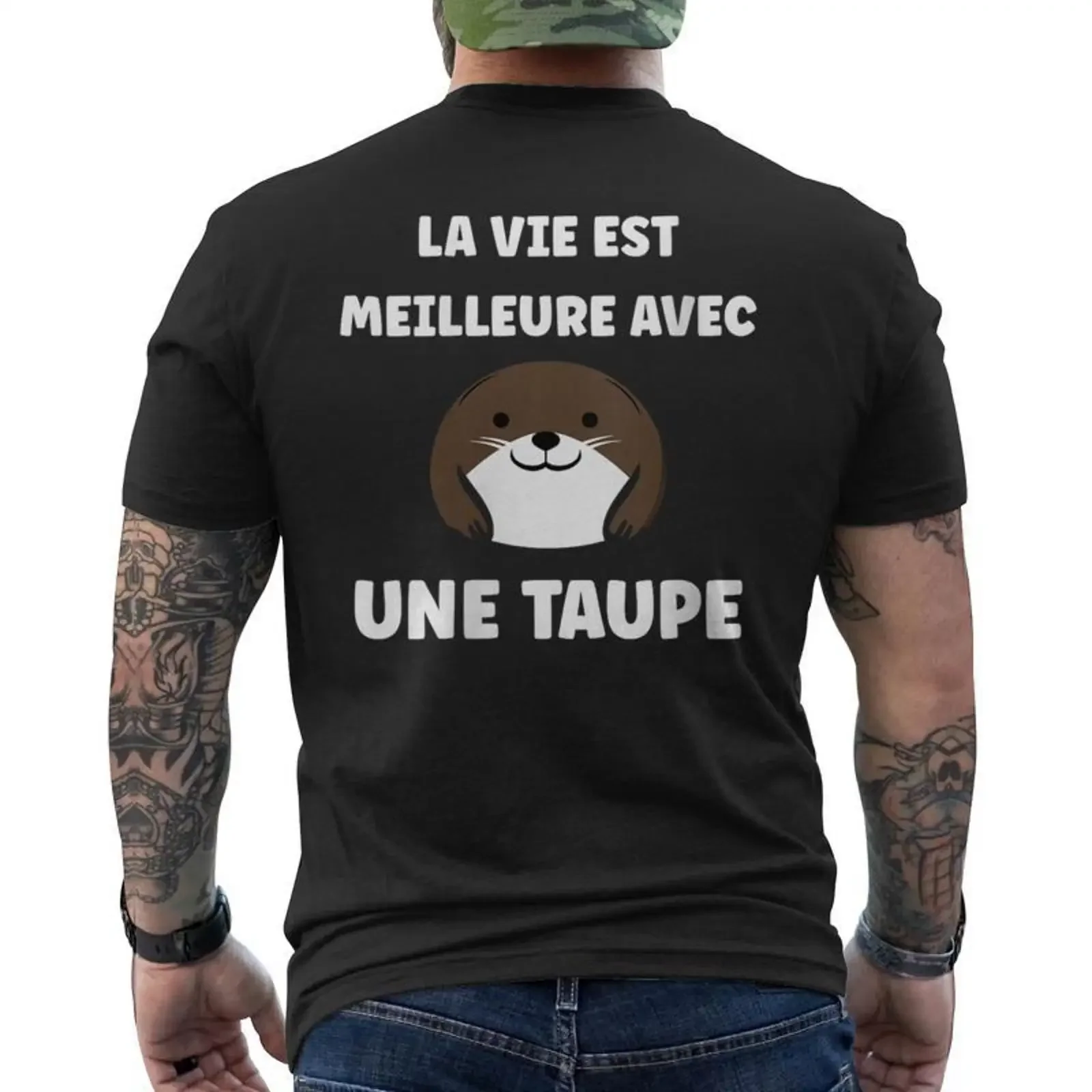 Laie Est Meilleure Avec Une Taupe Animal Humour T shirt imprimé au dos Cadeauxyz vintage Washed Comfortable Casual graphic