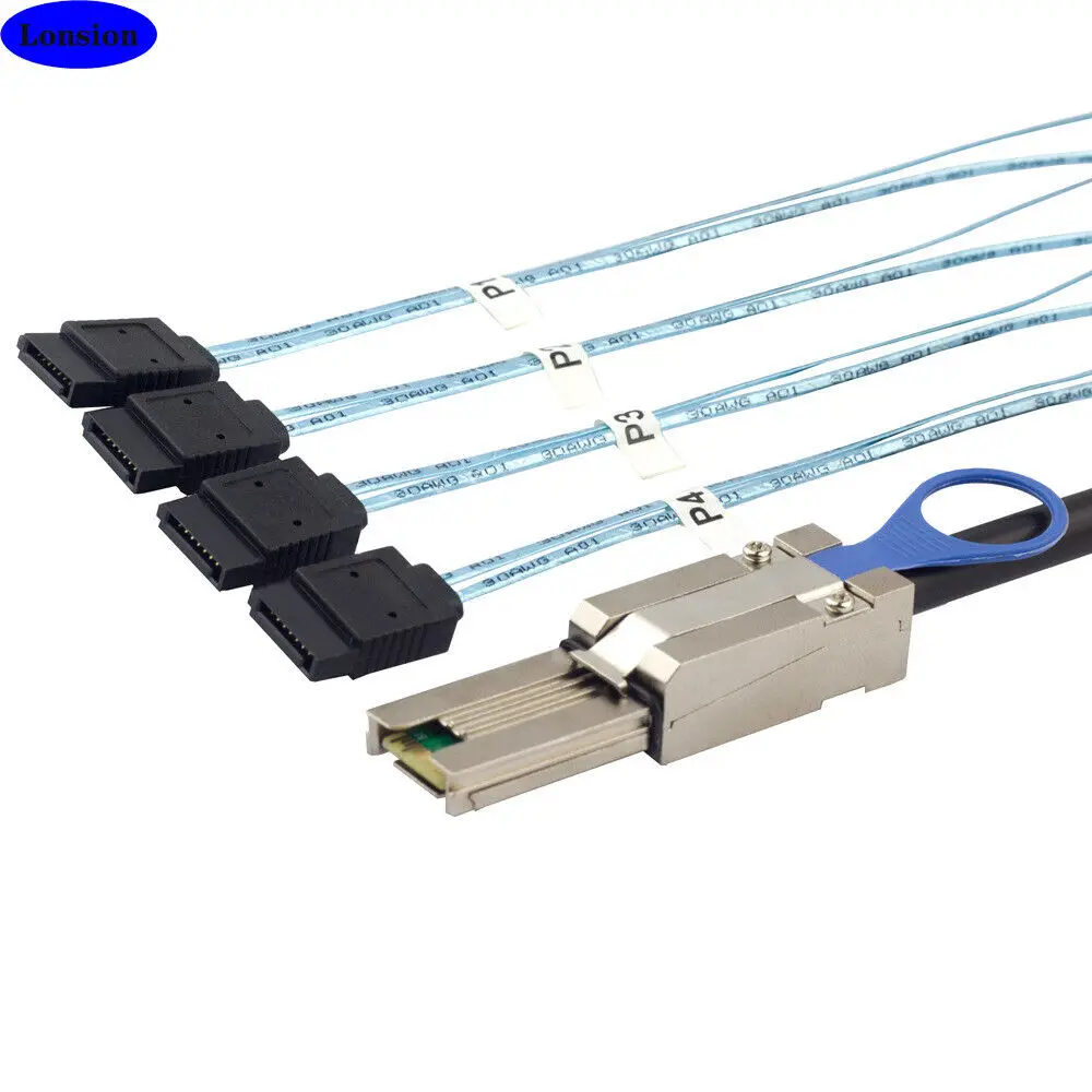 MINI SAS SFF-8088 to 4 Ports SATA 7P mother server hard disk Adapter cable