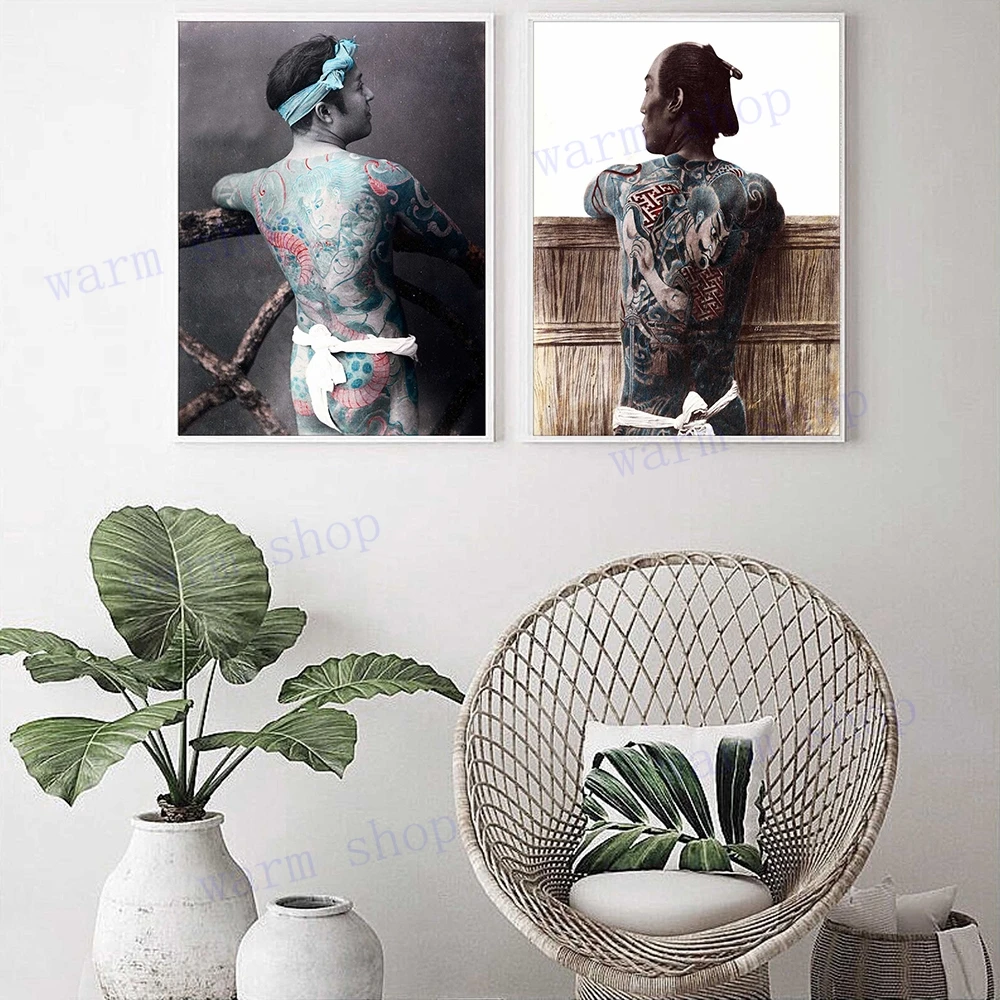 Japanese Tattoo Print Set Aesthetic Poster Asian Wall Art Vintage Canvas Painting Sumo Samurai Ukiyo-e Pictures Nordic Home Deco