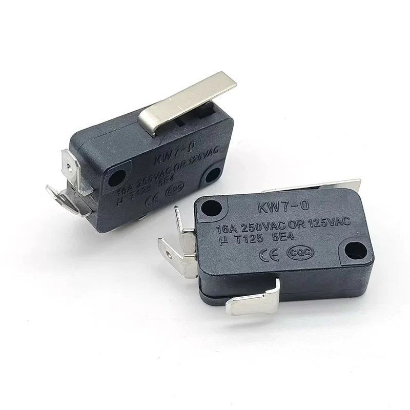 Black KW7-0 3-pin micro switch travel limit switch with ultra long lever 1NO 1NC 16a 250vac t125