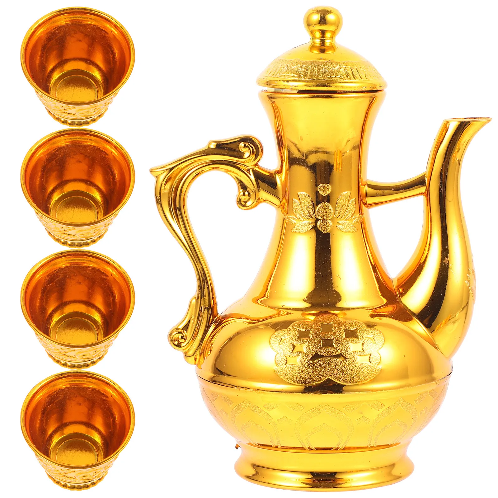 1Set Offering Kettle and Cup Buddhist Worship Cup Exquisite Reusable Plastic Decorative Temple Offering Supplies