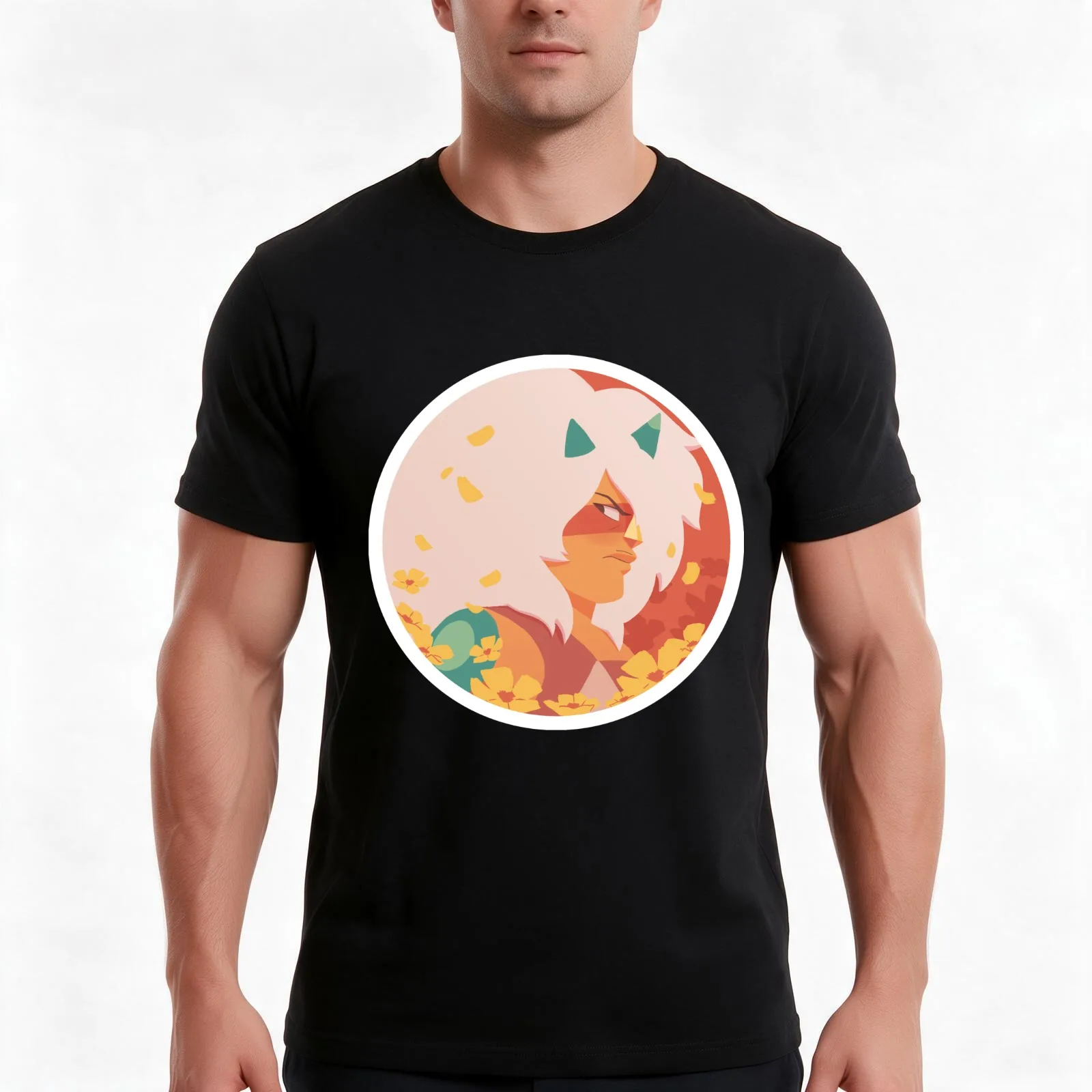 Pastel Jasper portrait T-Shirt, Summer Casual Cotton Tee, Oversized Streetwear Tops, Vintage Graphic Print, Unisex Men Women