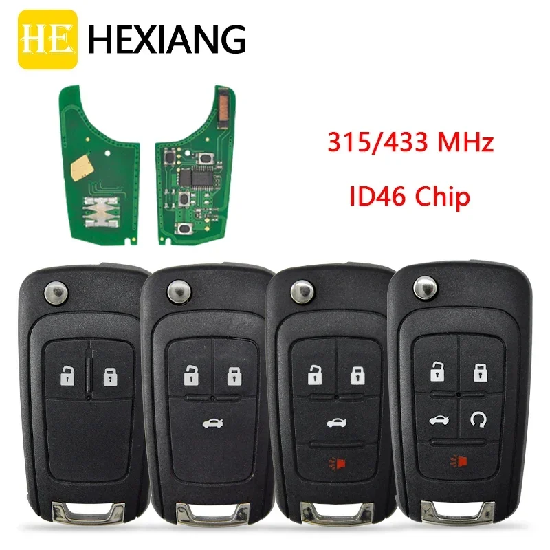 

HE Xiang Car Remote Control Key For Chevrolet Malibu Cruze Aveo Spark Sail ID46 Chip 315MHz 434MHz Replacement HU100 Flip