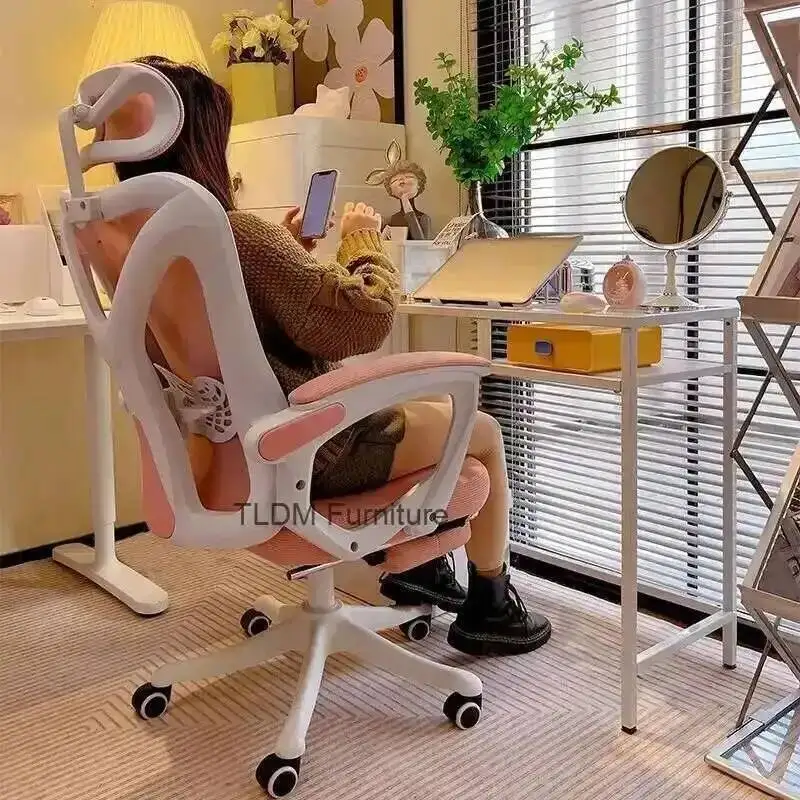 Durable Girl Executive Office Chair Swivel Comfortable Muebles Elastic Modern Design Gaming Chair Breathability Lift Furniture
