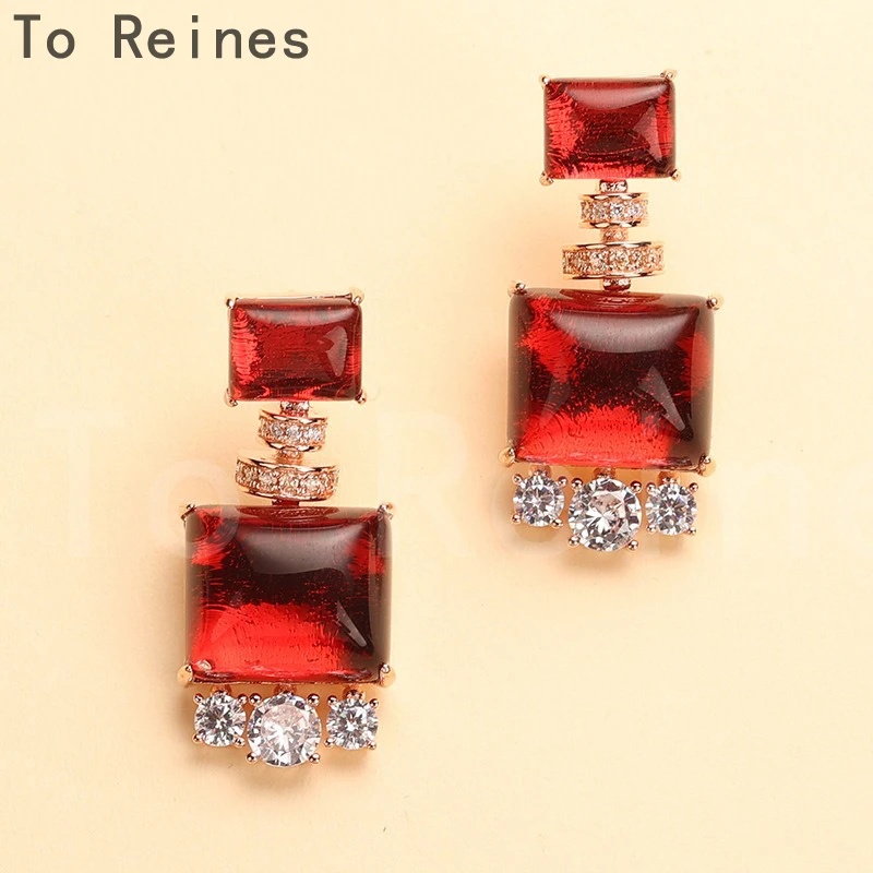 To Reines French Style Fashion Eardrop Women Temperament accessory Square Geometric Earring Woman Party Jewelry Birthday Gift