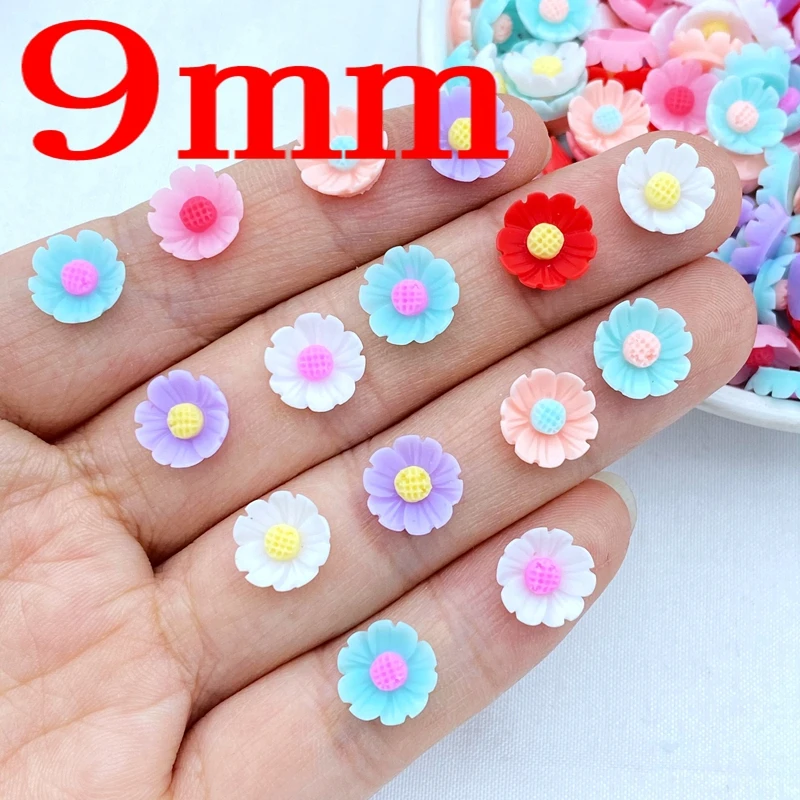 100Pcs New Mini Cute 9mm Mixed Florets Series Resin Flatback Cabochon Scrapbook Kawaii Embellishments Accessories