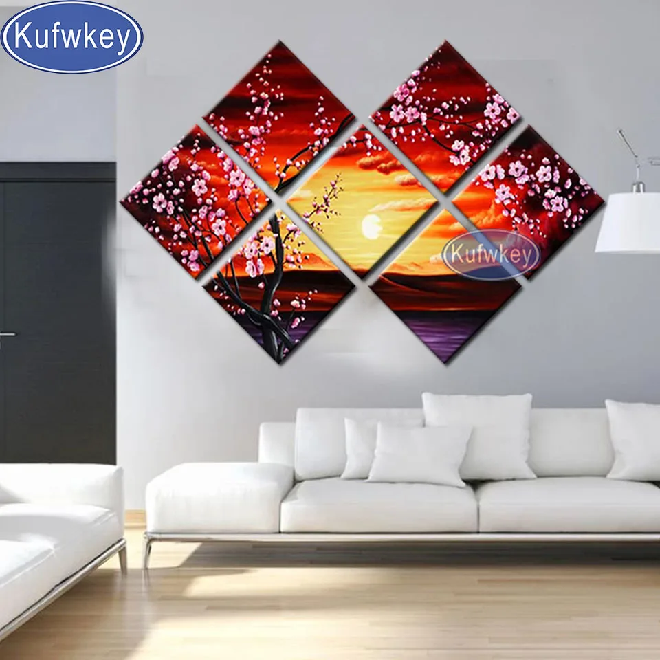 

Алмазная вышивка Закат Слива diy алмазная живопись полная квадратная, картина из стразов, вышивка крестиком, мозаика Цветок Луна 7 шт./компл.